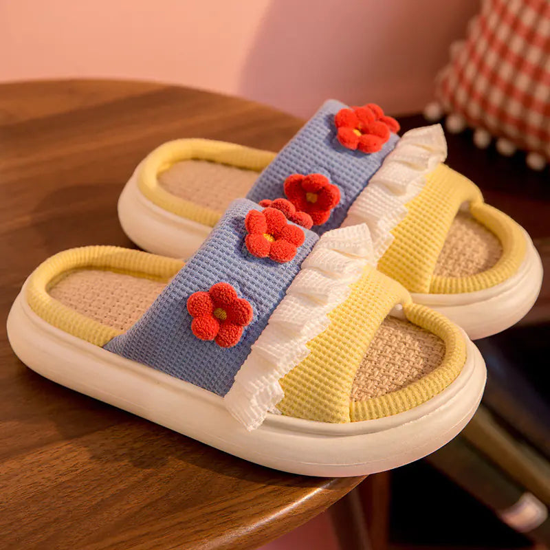 Elegant Anti-Skid Linen House Shoes for Women