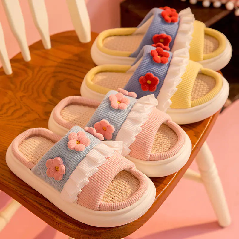 Elegant Anti-Skid Linen House Shoes for Women
